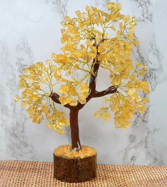 Pushkar Citrine M Seal Crystal Tree 300 Beads 9-12 Inch - PUSHMYCART