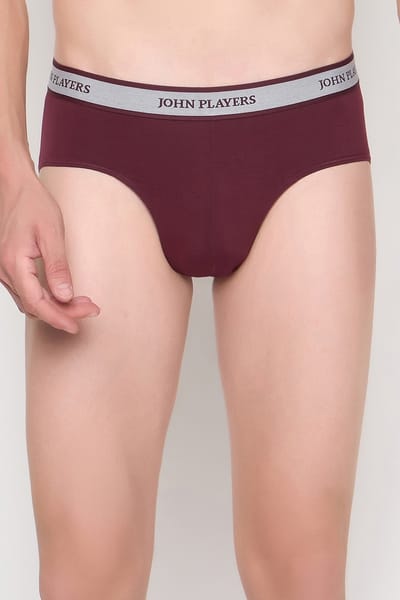 John Players Cotton Brief in Maroon