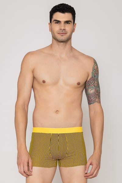 John Players Striped Cotton Trunk in Mustard Colour
