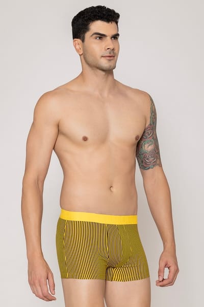 John Players Striped Cotton Trunk in Mustard Colour