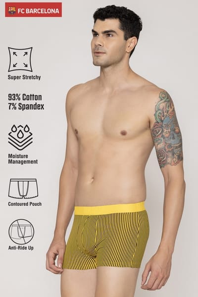 John Players Striped Cotton Trunk in Mustard Colour