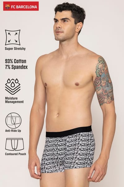 John Players Barca Print Trunk in Black - Cotton