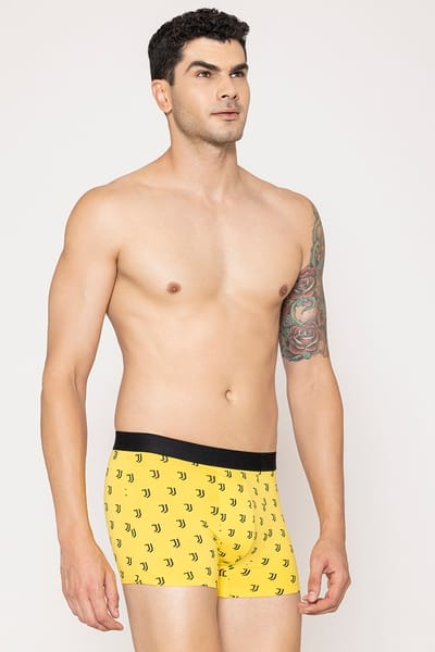 John Players Printed Cotton Trunk in Mustard