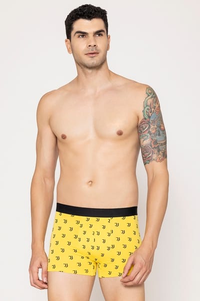 John Players Printed Cotton Trunk in Mustard