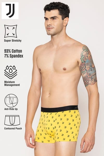 John Players Printed Cotton Trunk in Mustard