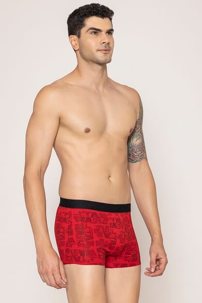 John Players Star Wars Printed Cotton Trunk in Red