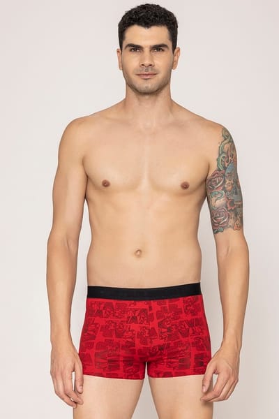 John Players Star Wars Printed Cotton Trunk in Red