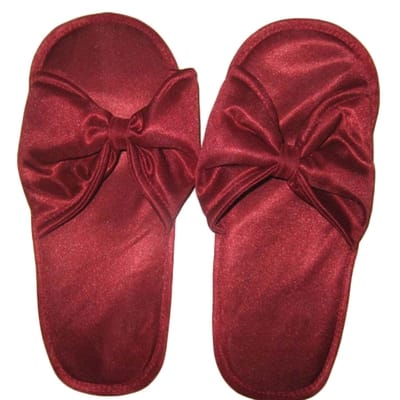 Clovia Soft Satin Slippers in Maroon