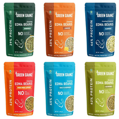 Green Gainz Edamame 6 Flavors Combo (Pack of 6)