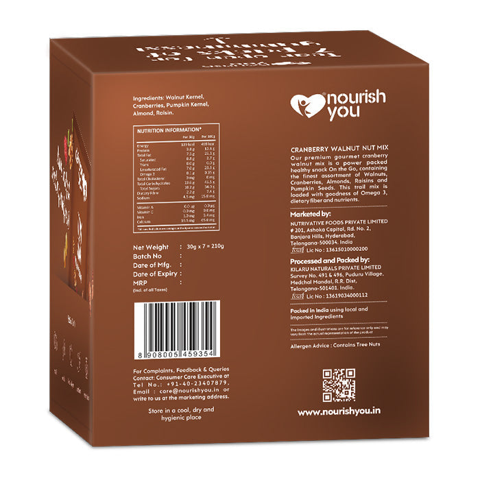 Nourish You Cranberry walnut nut mix | High in Omega-6