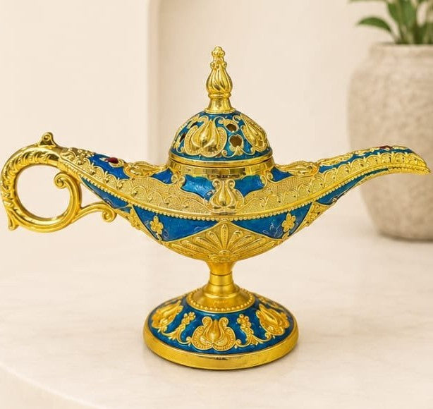 Arafaan Decorative Aladdin Lamp Royal Enamel Edition Royal Blue and Gold