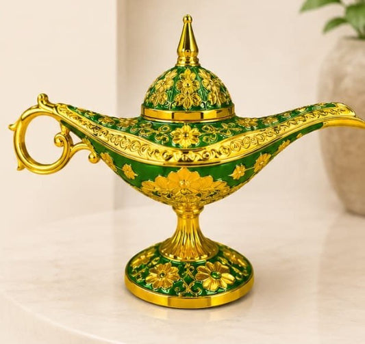 Arafaan Decorative Aladdin Lamp Royal Enamel Edition Royal Green and Gold
