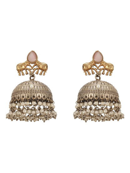 Detail shot of the jhumka earring drop
