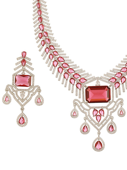Ruby red stone centerpiece of the necklace.