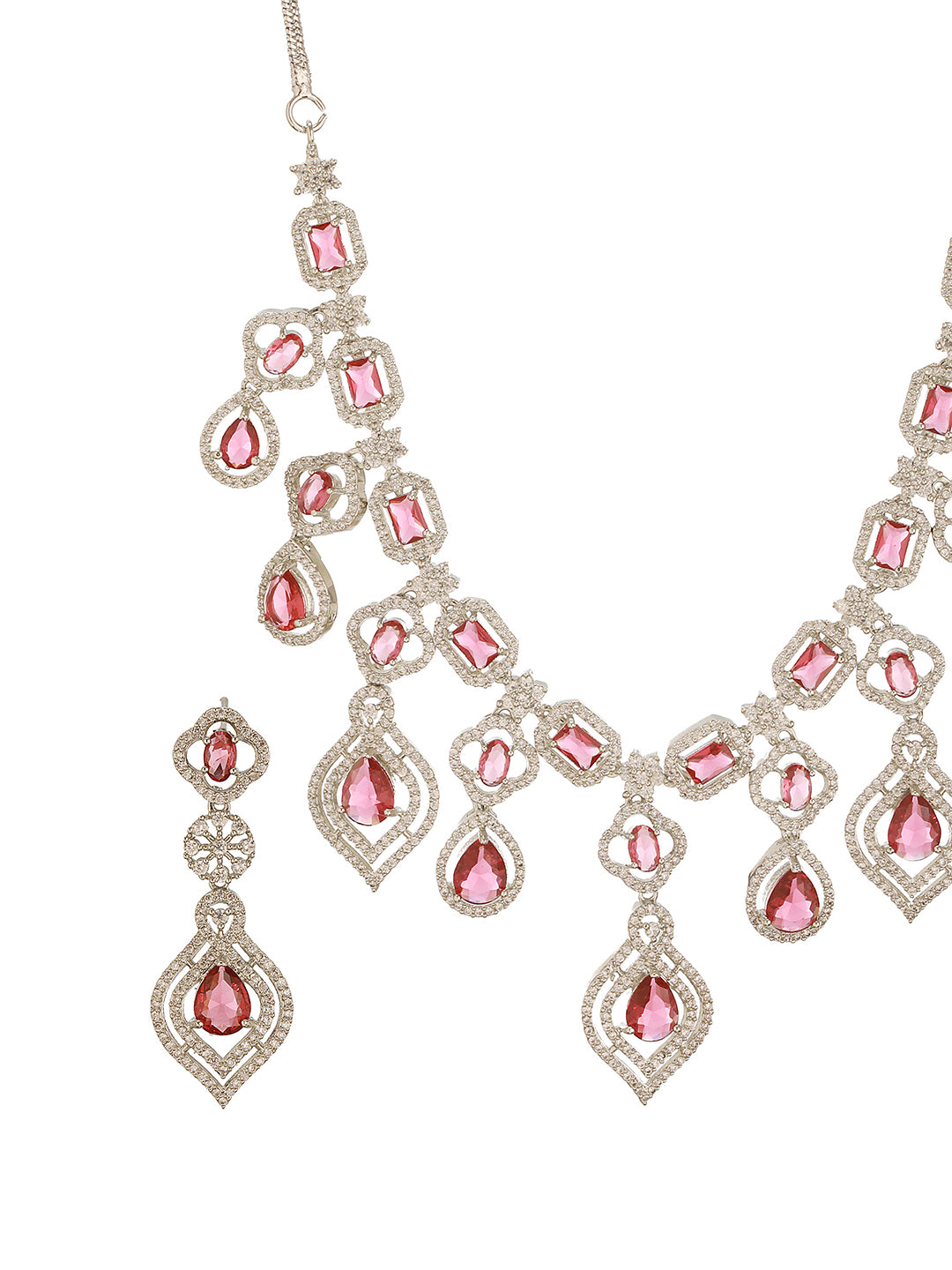 Earrings displayed separately, showing their drop length