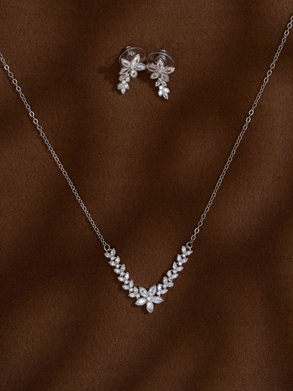 Zeraki Jewels Dazzle Silver Necklace Set