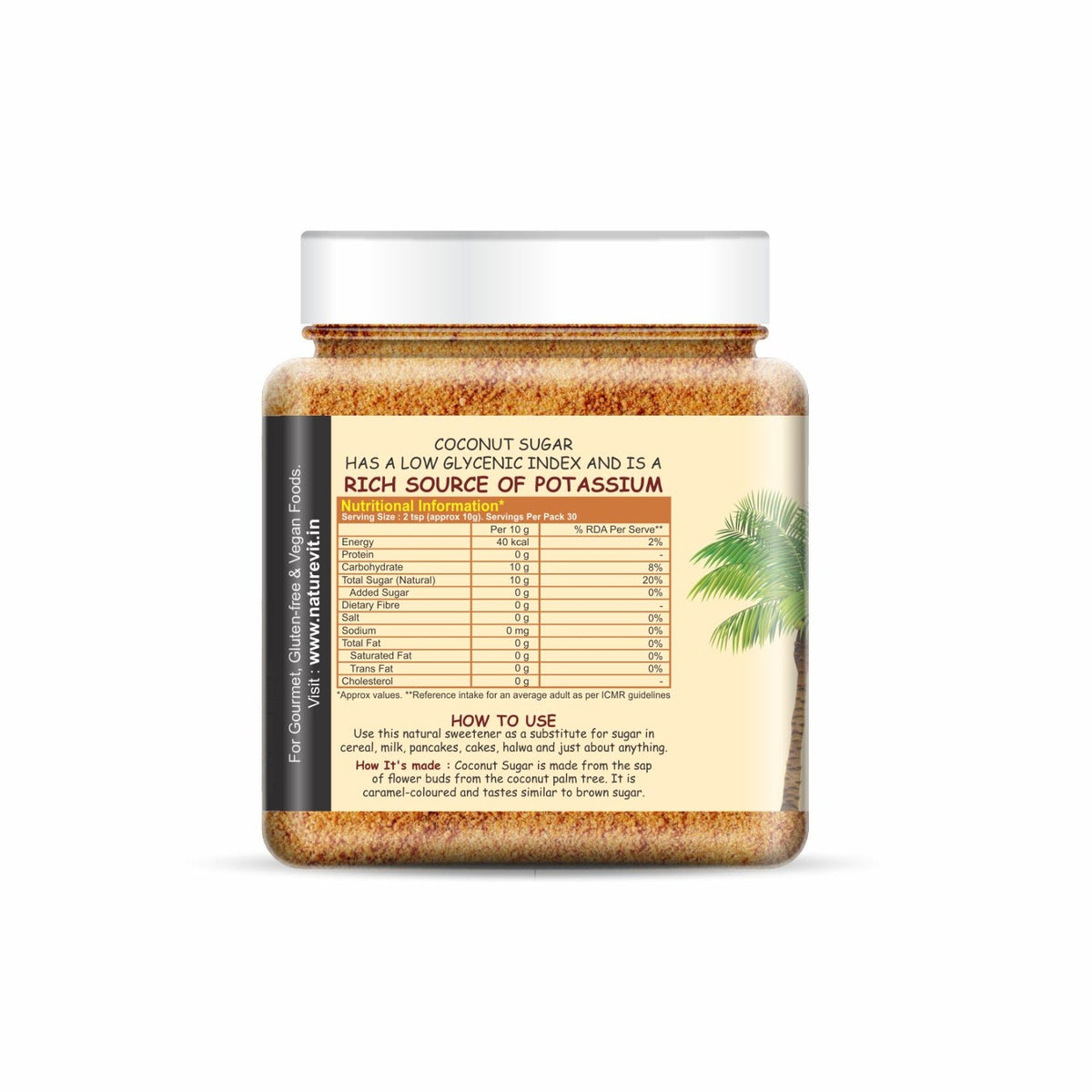NatureVit Coconut Sugar Unrefined, Natural Sweetener, Gluten-Free
