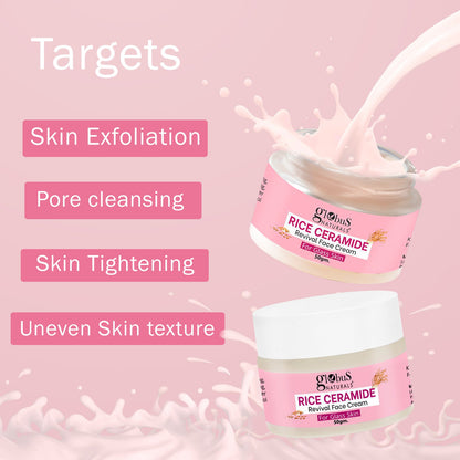 Globus Naturals Rice Ceramide Revival Face Cream For Korean Glass Skin