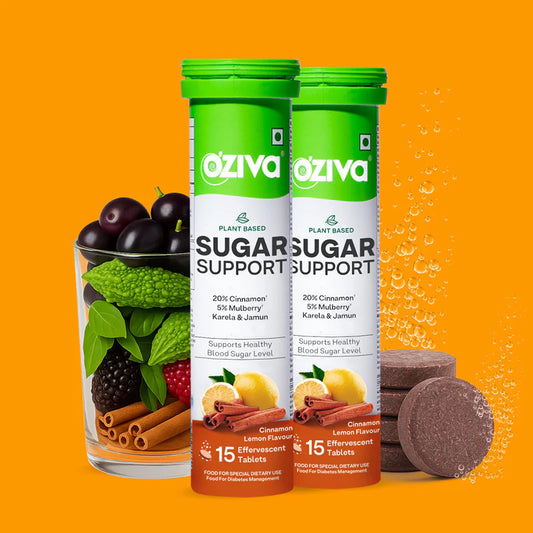 OZiva Sugar Support Effervescent for Blood Sugar Management (1 Month Pack)