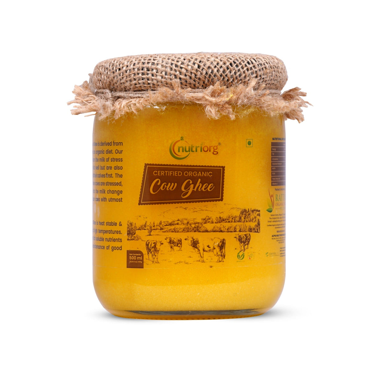 Nutriorg Certified Organic Cow Ghee