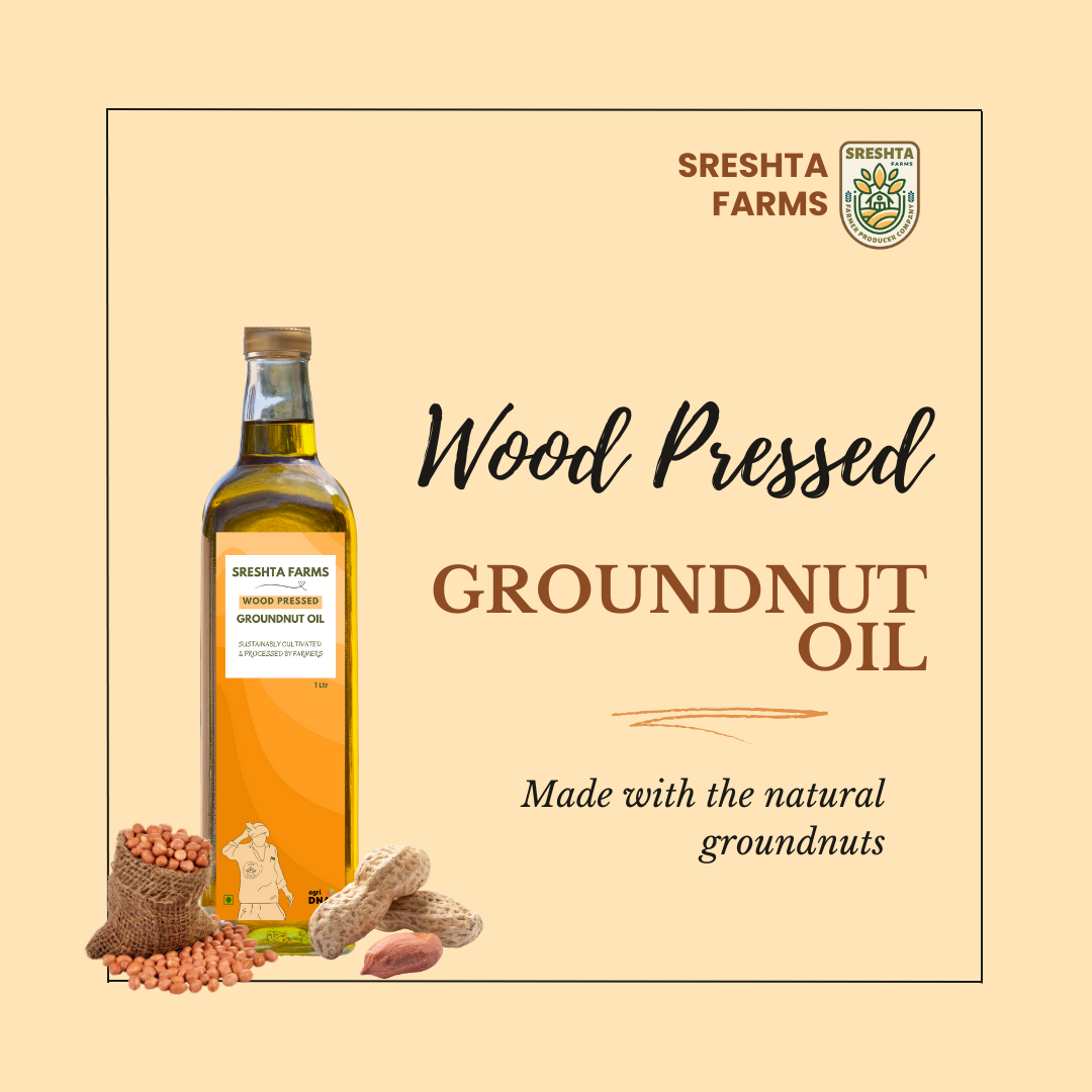Sreshta Wood Pressed Groundnut Oil 1 Litre - PUSHMYCART