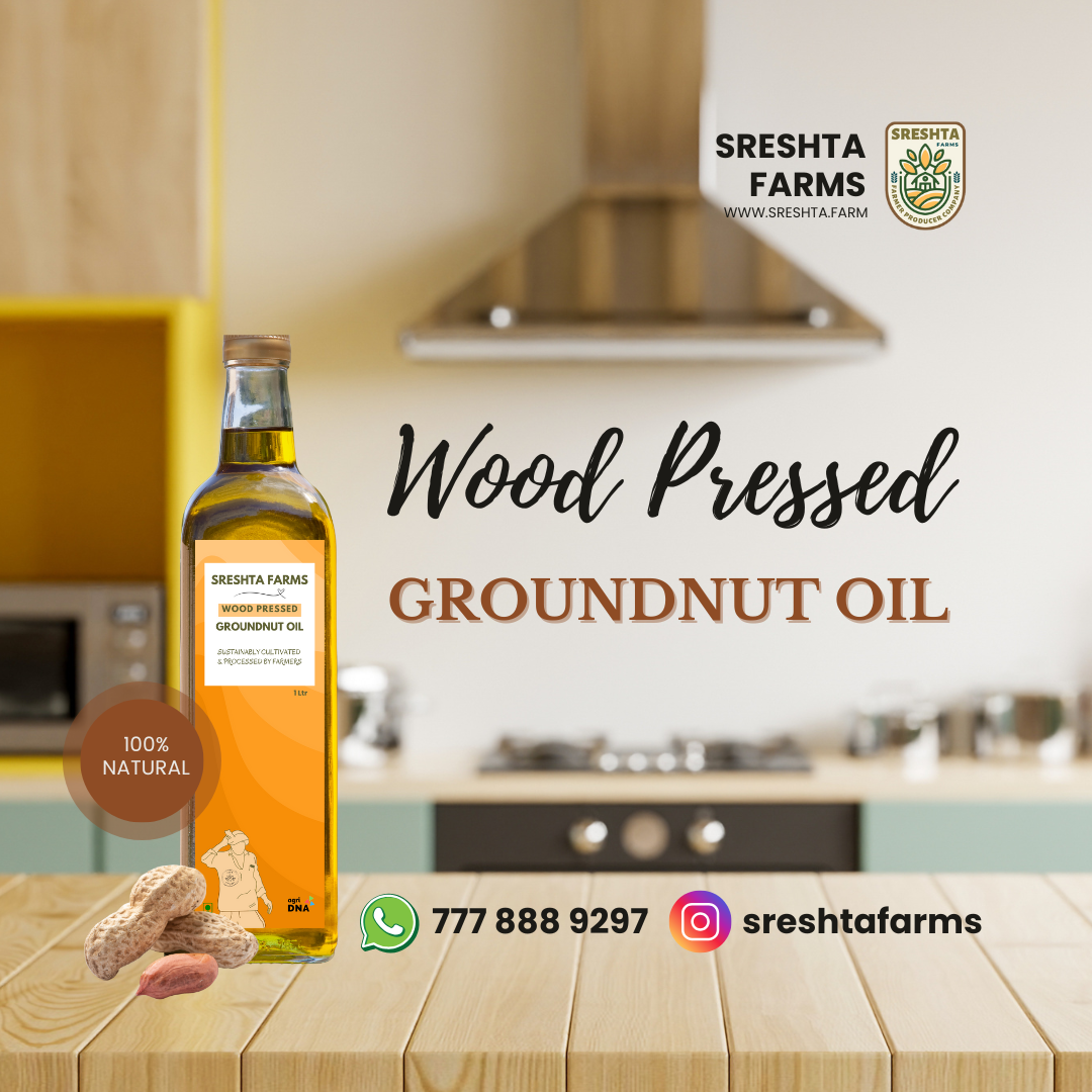 Sreshta Wood Pressed Groundnut Oil 1 Litre - PUSHMYCART
