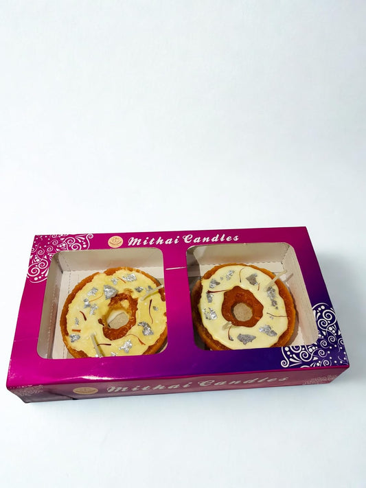 Aura Home and Decor Ghewar Mithai Candles Set of 2