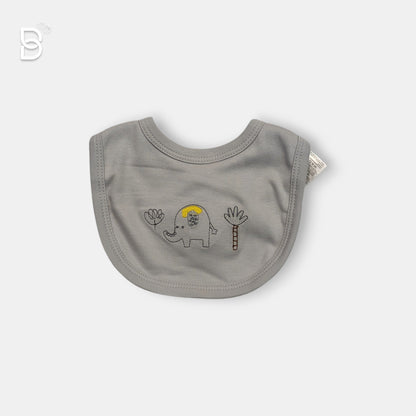 Comfort bib featuring a matching elephant motif