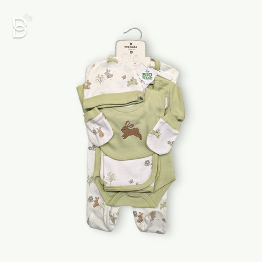 Bachpan kids wear NEWBORN SET-WHITE & GREEN