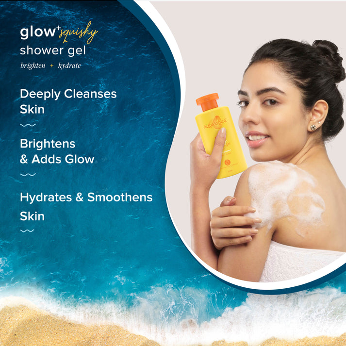 Aqualogica Glow+ Squishy Shower Gel with Papaya & Vitamin C for Glowing Skin 250ml