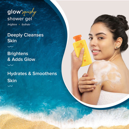 Aqualogica Glow+ Squishy Shower Gel with Papaya & Vitamin C for Glowing Skin 250ml