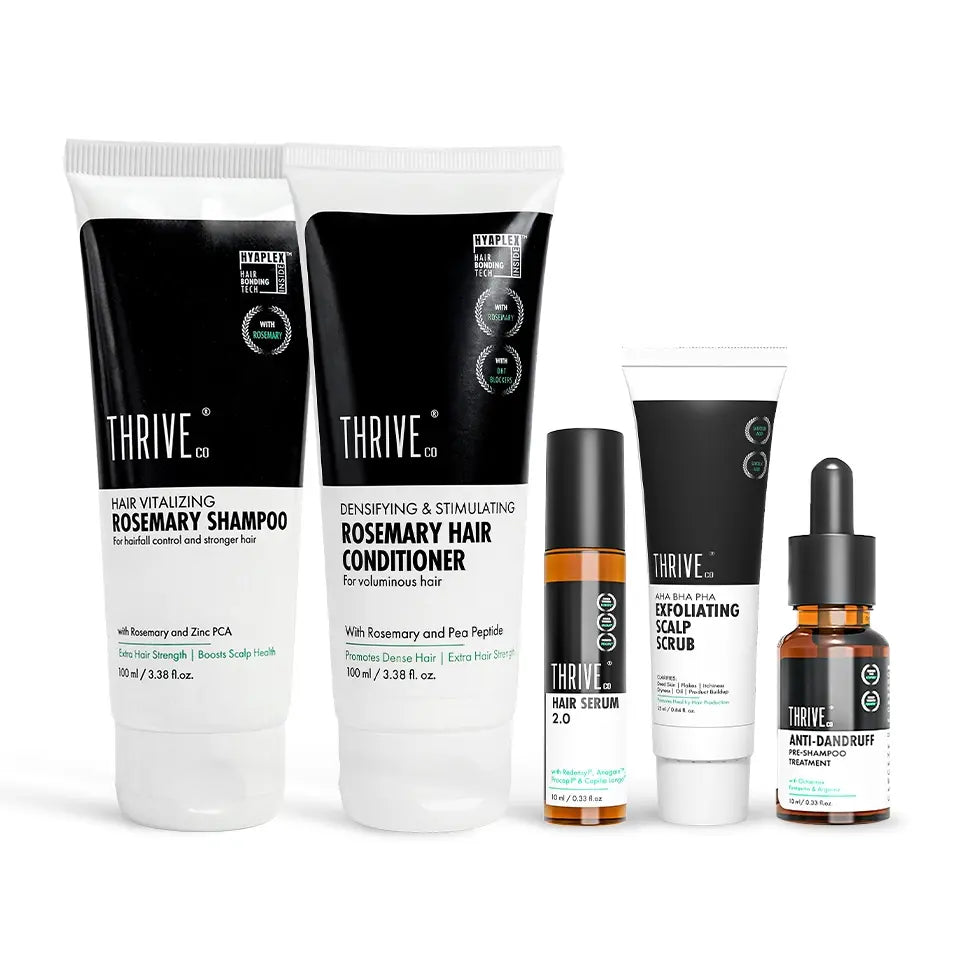 Thriveco Hair Growth Trial Kit with serum, shampoo, conditioner, scalp scrub, and anti-dandruff treatment. - Image 5