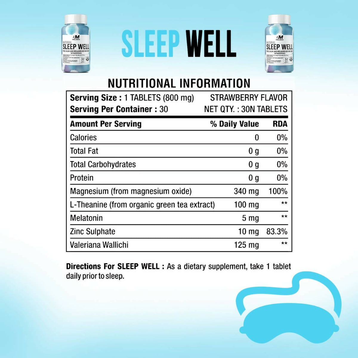 BM Wellness Natural Sleep Well Tablets | 800mg