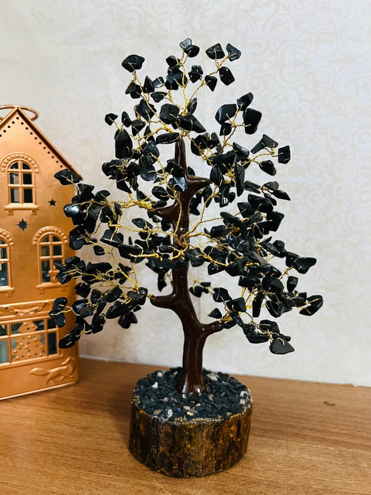 Pushkar Black Tourmalin M Seal Crystal Good Luck Tree 7-8 Inch - PUSHMYCART