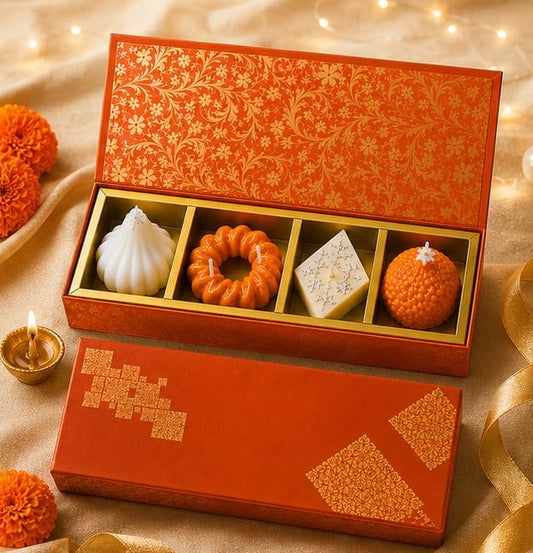 ILIKAA Sweets Combo Candle Set of 4 Soy Wax Barfi Modak Laddu Imarti