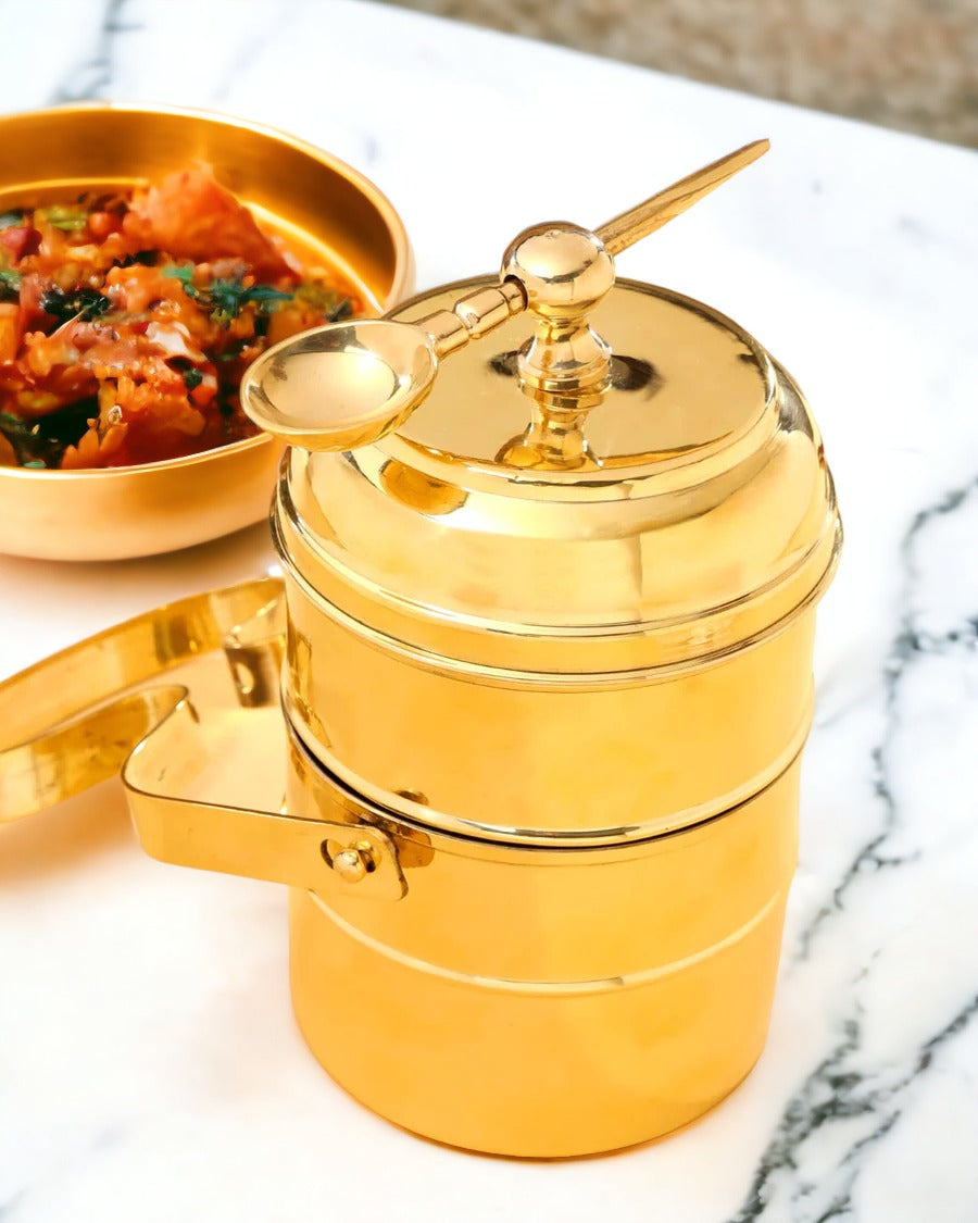 Tamas Brass Tiffin / Lunch Box 2 Tier - PUSHMYCART