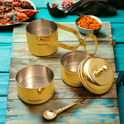 Tamas Brass Tiffin / Lunch Box 3 Tier - PUSHMYCART