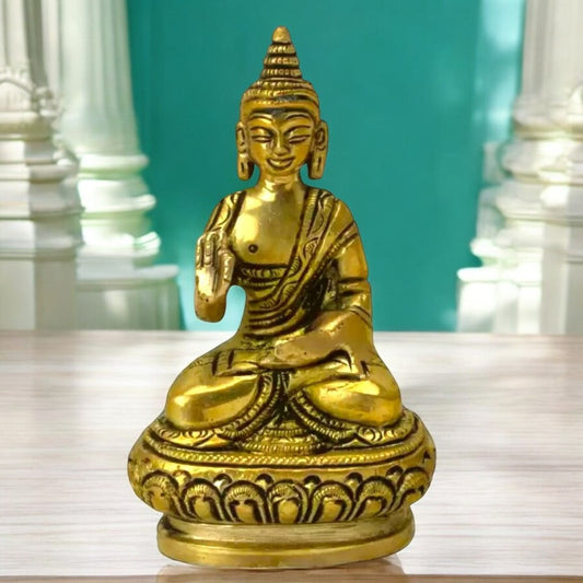 Tamas Brass Buddha Idol Decorative Showpiece(Golden) Height: 3.5 inches
