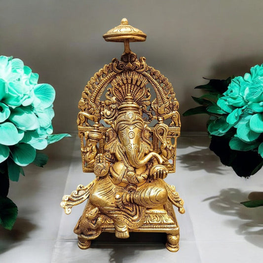 Tamas Brass Chowki Ganesha | Free Luxury Gift Box - PUSHMYCART