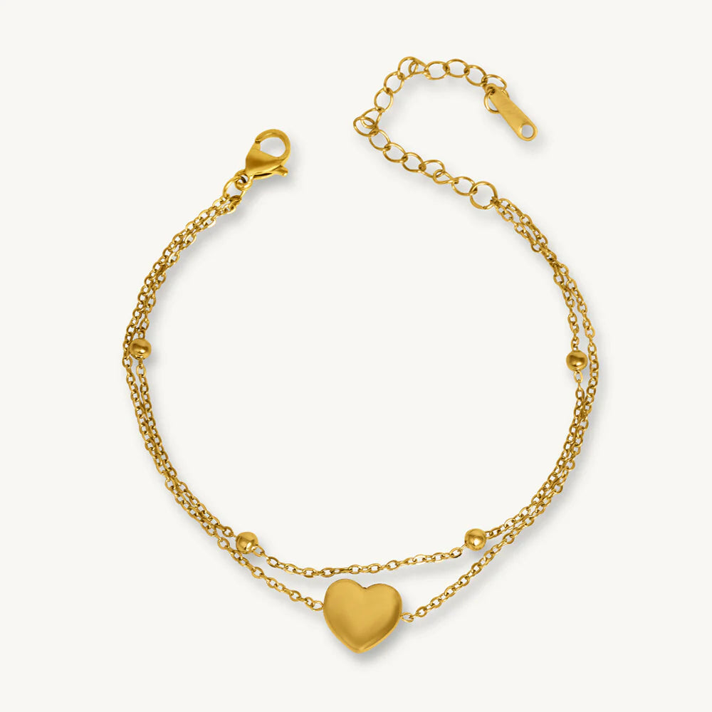 Palmonas Layered Heart Charm Anklet