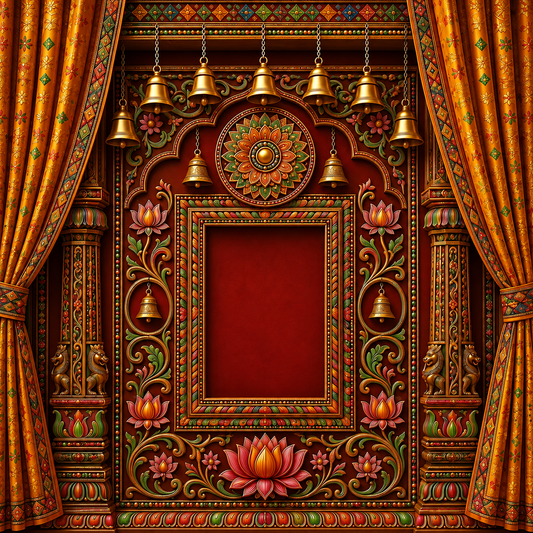 Back Drop India Ghantanad Floral Shrine Ganesh Chaturthi Decoration Backdrop