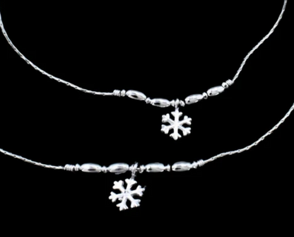 Unique Real Silver Snowflake Charm Payal Anklet Pair