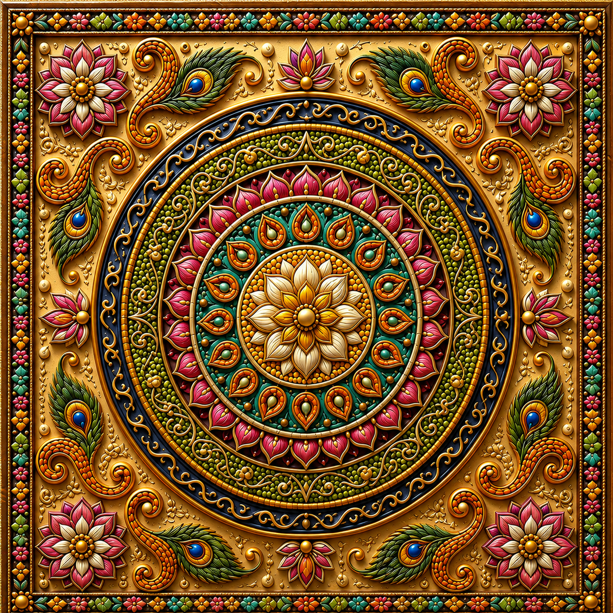 Back Drop India Mayura Kalam Prabhavali Ganesh Chaturthi Decoration Backdrop
