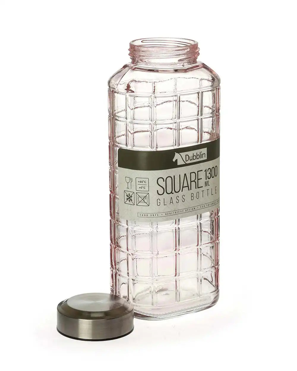 Dubblin Square Glass Water Bottle 1300 ml
