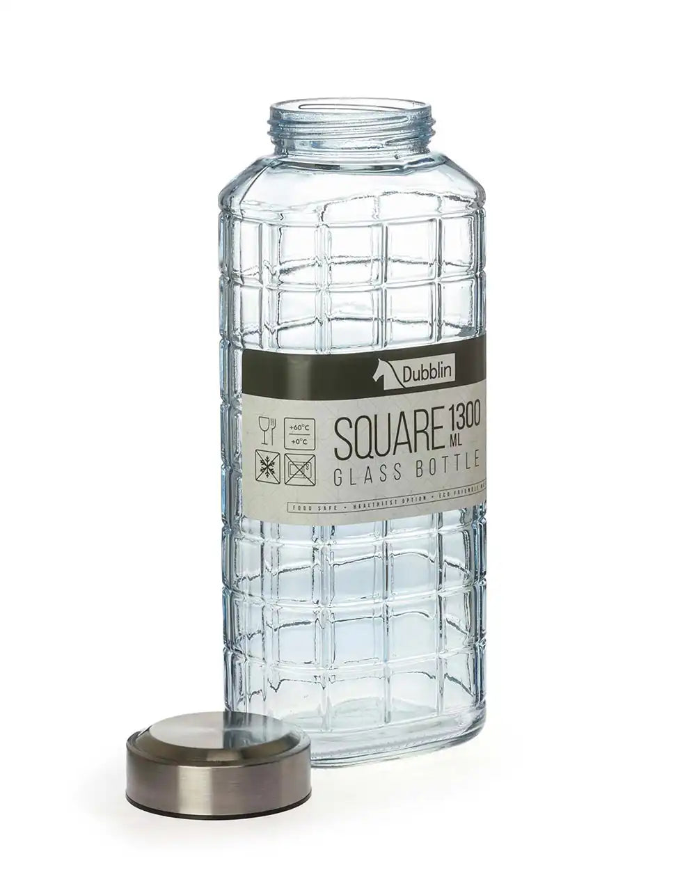 Dubblin Square Glass Water Bottle 1300 ml