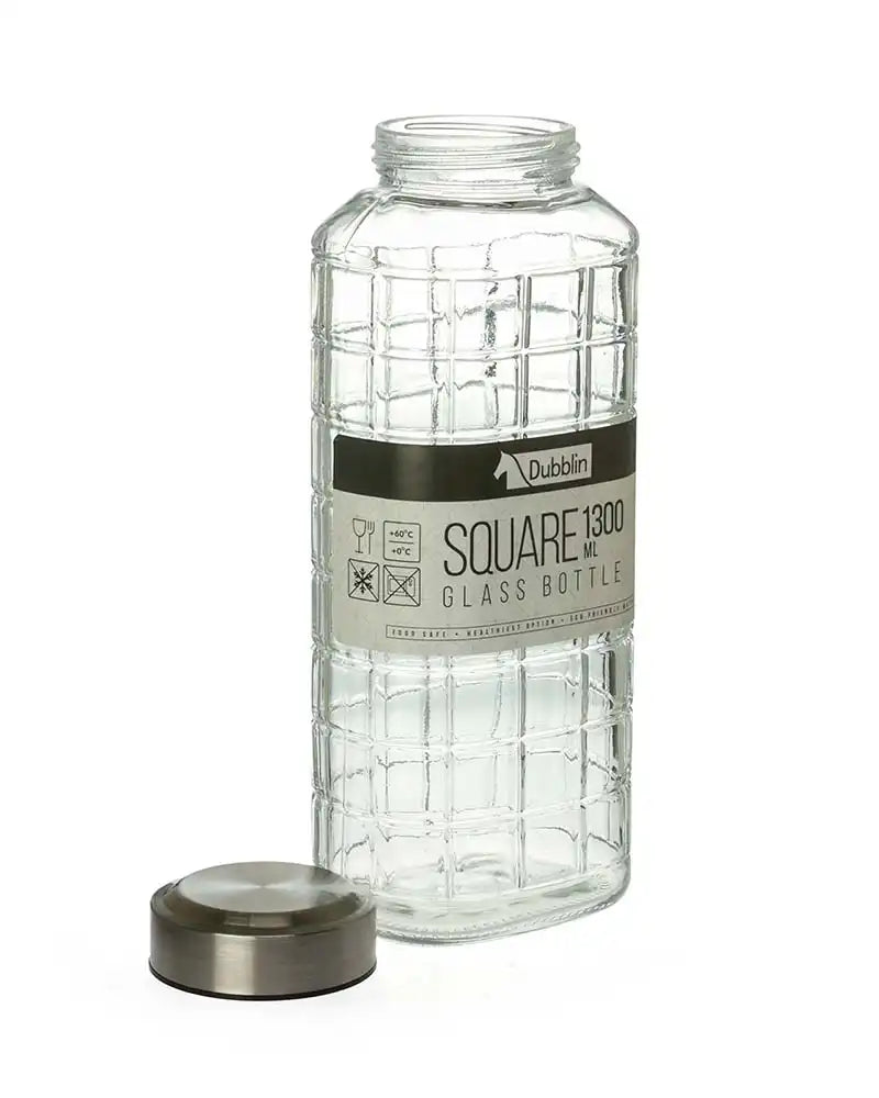 Dubblin Square Glass Water Bottle 1300 ml