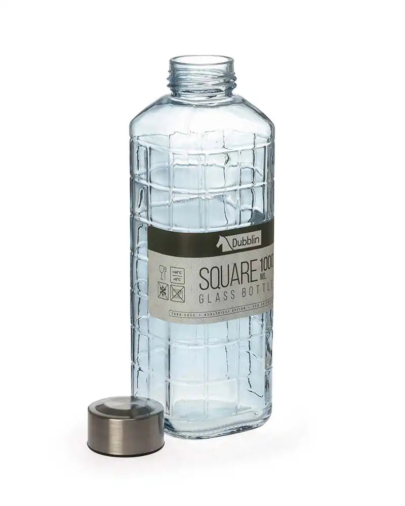 Dubblin Square Glass Water Bottle 1000 ml