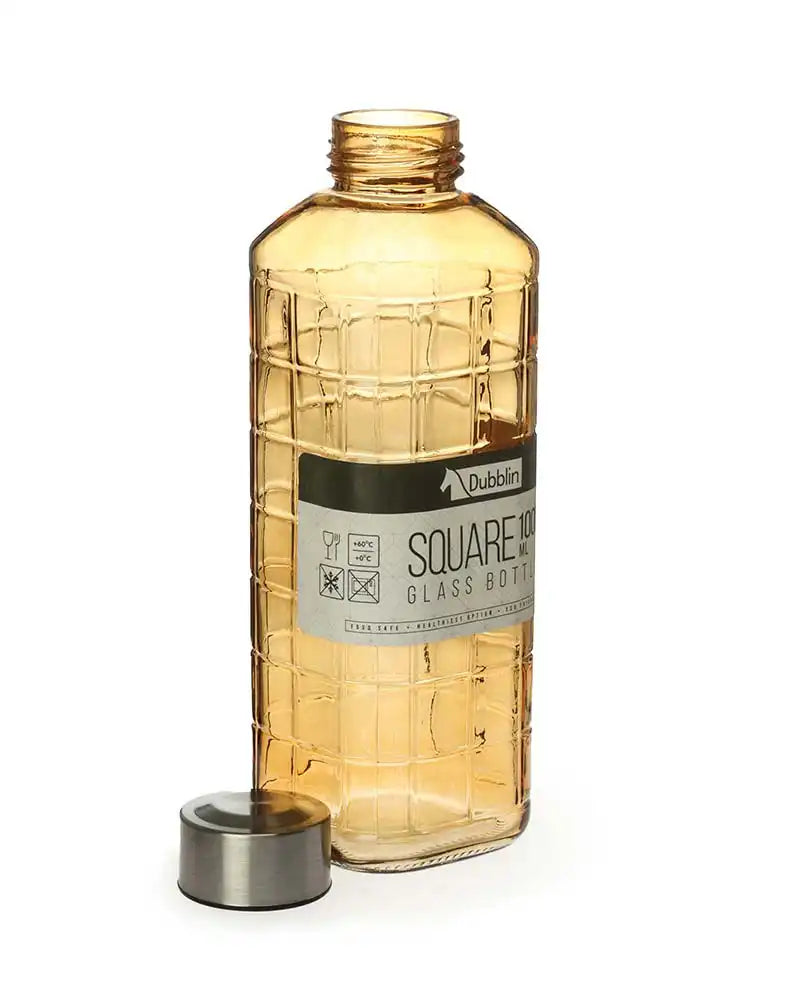 Dubblin Square Glass Water Bottle 1000 ml