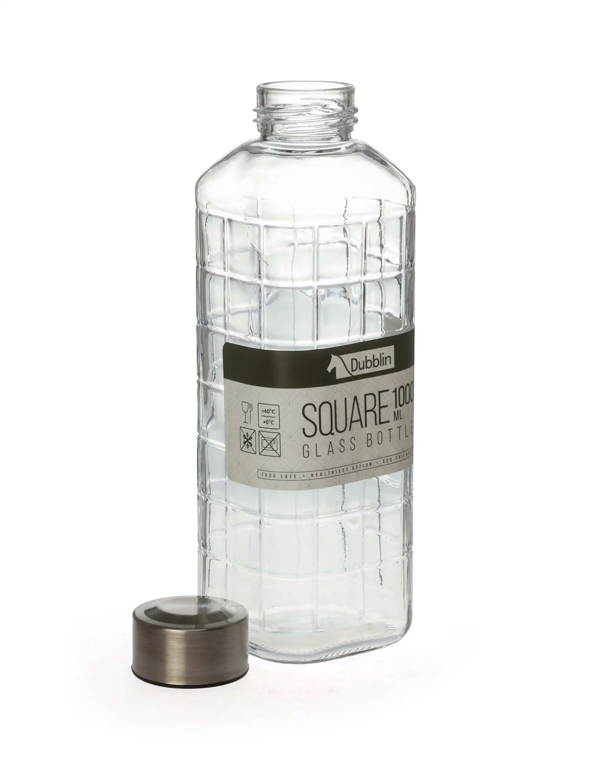 Dubblin Square Glass Water Bottle 1000 ml
