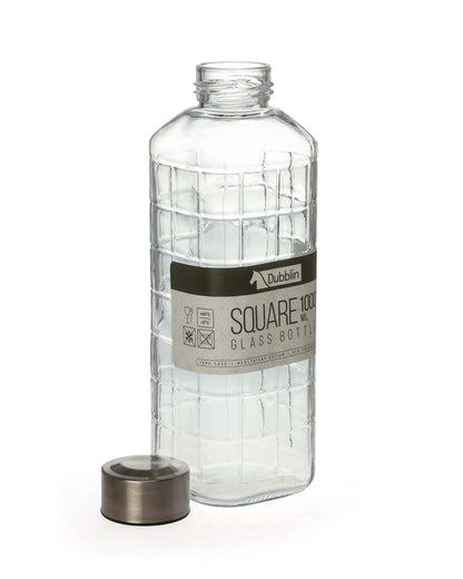 Dubblin Square Glass Water Bottle 1000 ml